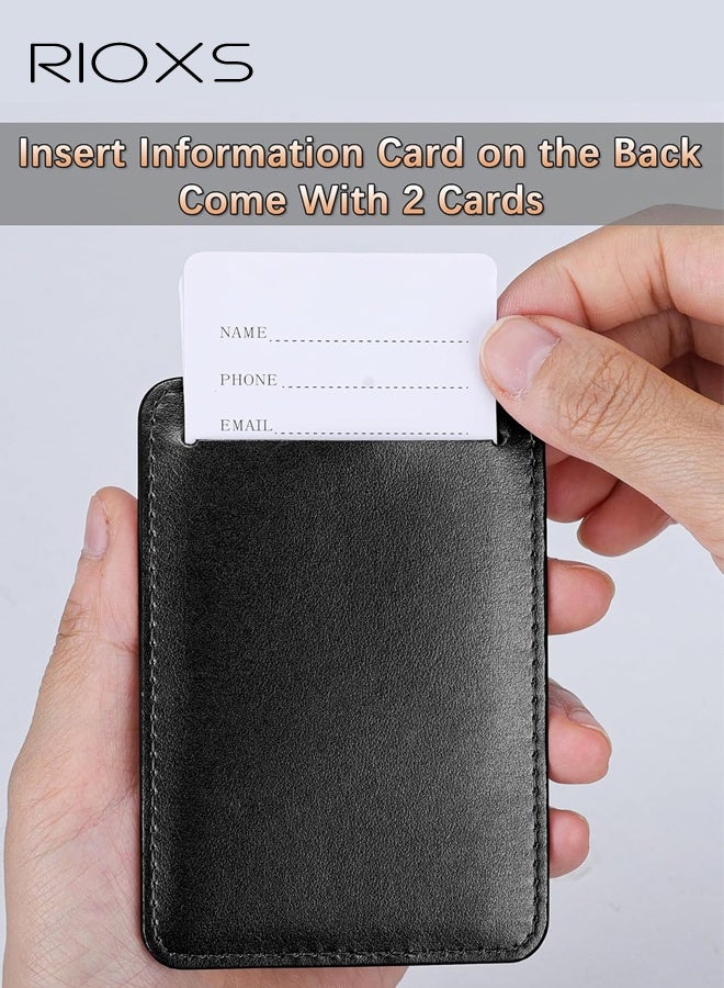 RIOXS 3 Pack Luggage Tags, Waterproof PU Leather Travel Tags for Suitcases, Privacy Protection Bag Tags, Airplane Travel Essentials for Flying, International Travel Must Haves, Travel Essentials, Black - Image 3