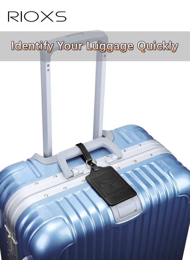 RIOXS 3 Pack Luggage Tags, Waterproof PU Leather Travel Tags for Suitcases, Privacy Protection Bag Tags, Airplane Travel Essentials for Flying, International Travel Must Haves, Travel Essentials, Black - Image 5