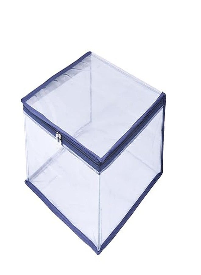 ABBASI Saree Cover Storage Bag Big for Clothes with Zip Organizer for Wardrobe, transparent Large Design Boxes (Dark Blue, Pack of 1) - Image 2