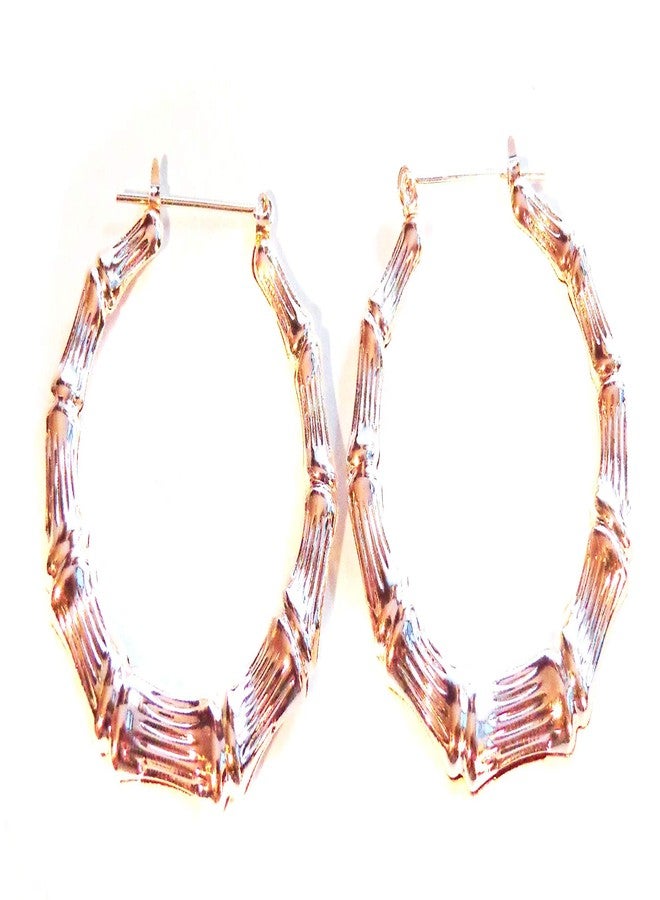 Divas Diggables Bamboo Hoop Earrings Rose Gold Bamboo 2.5 inch Hoop Earrings Full Hoop - Image 1