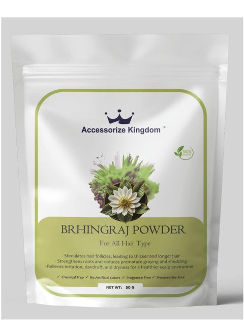 Bhringraj Powder | 100% Natural Herbal Powder for Hair Growth & Scalp Health | Strengthens Roots, Reduces Hair Fall & Dandruff (50gm)