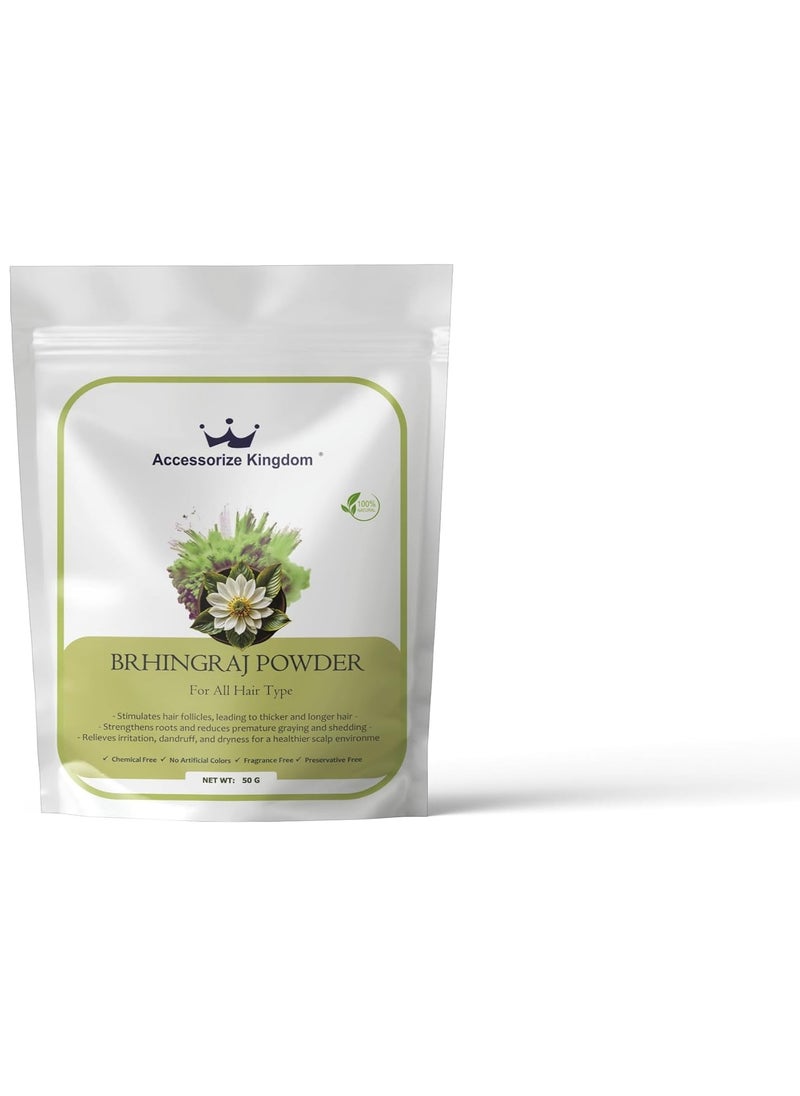 Bhringraj Powder | 100% Natural Herbal Powder for Hair Growth & Scalp Health | Strengthens Roots, Reduces Hair Fall & Dandruff (50gm)
