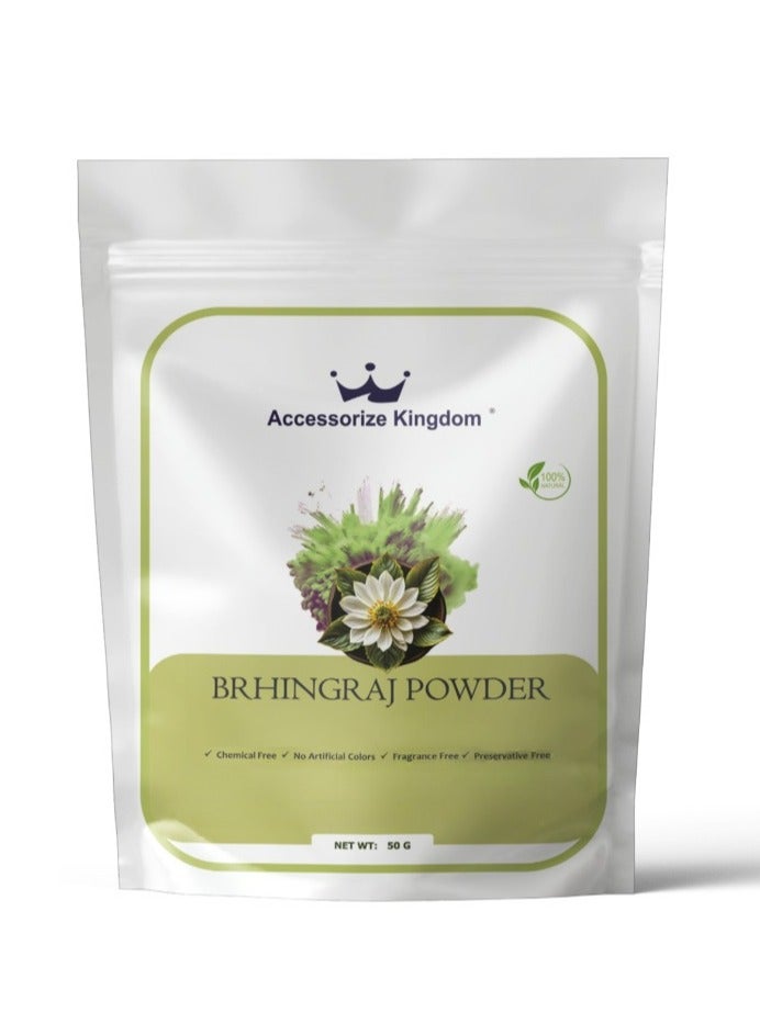 مملكة الإكسسوارات مسحوق بهرينجراج (٥٠ غرامًا) - مسحوق عشبي طبيعي ١٠٠٪ | يعزز نمو الشعر ويحافظ على صحة فروة الرأس | يقوي جذور الشعر، ويقلل من تساقطه وقشرة الرأس - Image 1