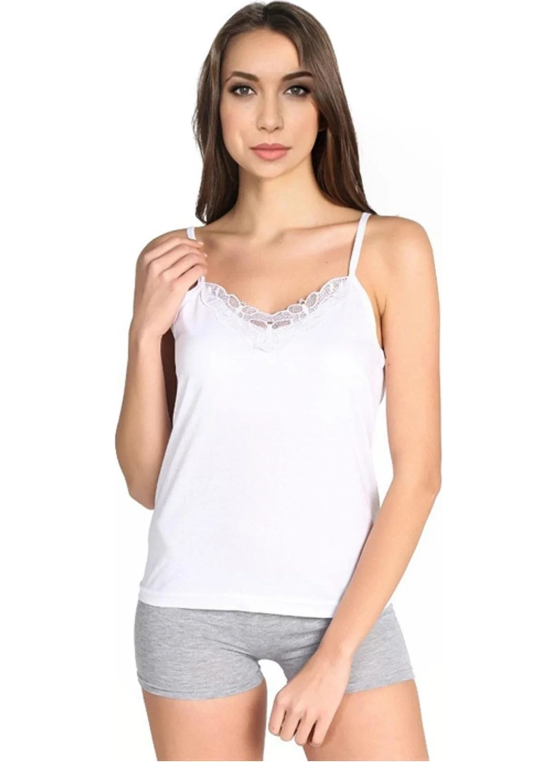 Hepsine Rakip Competing All 6 Women's Rope Strap Lace Detailed Undershirt Cotton Strap Lycra