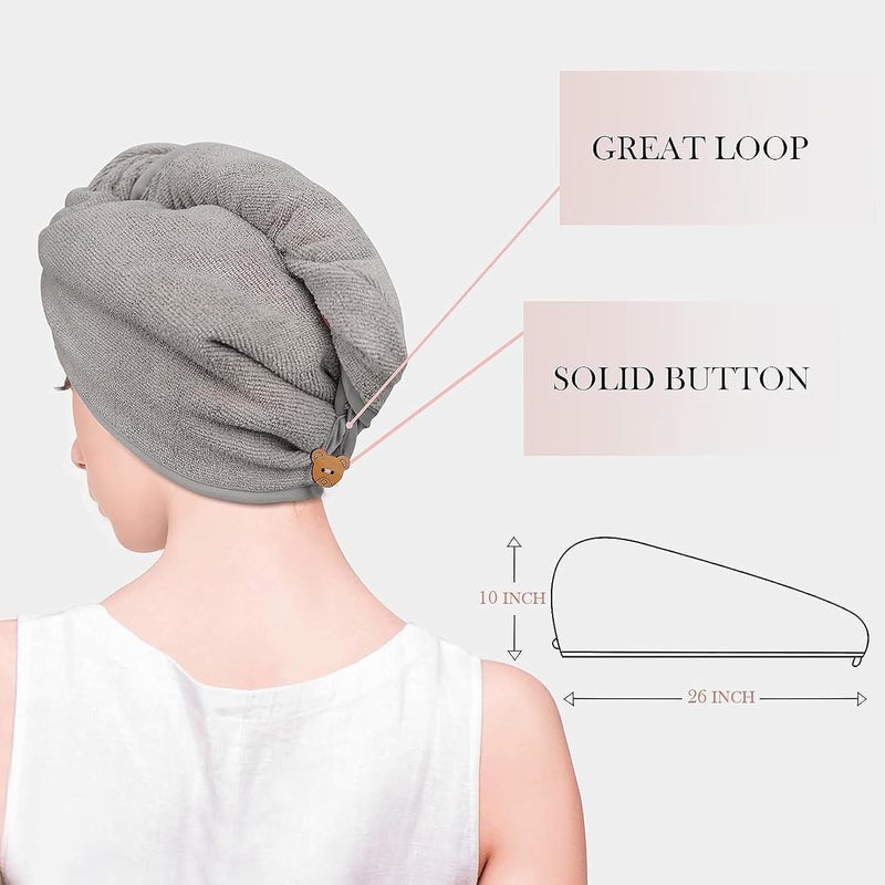 Nibbler Hair Towel Wrap Absorbent Towel Hair-Drying Bathrobe Magic Hair Warp Towel Super Quick-Drying Microfiber 500 GSM Bath Towel Hair Dry Cap Salon Towel (Pink) - Image 3