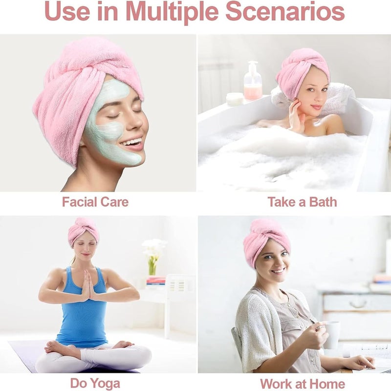 Nibbler Hair Towel Wrap Absorbent Towel Hair-Drying Bathrobe Magic Hair Warp Towel Super Quick-Drying Microfiber 500 GSM Bath Towel Hair Dry Cap Salon Towel (Pink) - Image 4