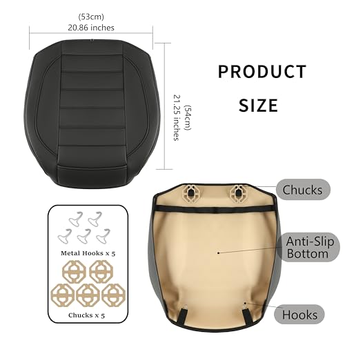 Vankerful 2 Pack Leather Front Car Seat Covers,Bottom Seat Covers for Cars,Driver Car Seat Cover,Luxury Seat Protectors,Waterproof,Full Wrap,for Most Vehicles,Sedan,Truck,SUV(Black) - Image 3