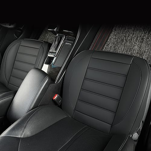 Vankerful 2 Pack Leather Front Car Seat Covers,Bottom Seat Covers for Cars,Driver Car Seat Cover,Luxury Seat Protectors,Waterproof,Full Wrap,for Most Vehicles,Sedan,Truck,SUV(Black) - Image 4