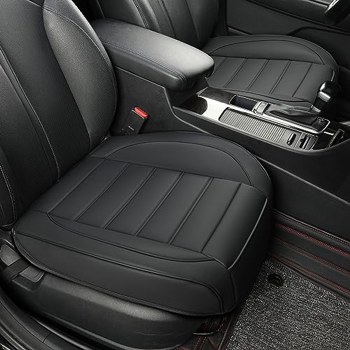 Vankerful 2 Pack Leather Front Car Seat Covers,Bottom Seat Covers for Cars,Driver Car Seat Cover,Luxury Seat Protectors,Waterproof,Full Wrap,for Most Vehicles,Sedan,Truck,SUV(Black) - Image 1