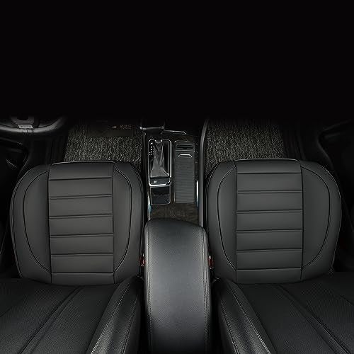 Vankerful 2 Pack Leather Front Car Seat Covers,Bottom Seat Covers for Cars,Driver Car Seat Cover,Luxury Seat Protectors,Waterproof,Full Wrap,for Most Vehicles,Sedan,Truck,SUV(Black) - Image 5