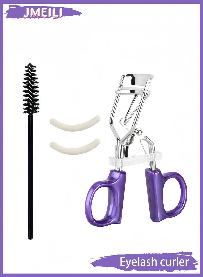 JMEILI 4Pcs Eyelash Curlers Set, Lash Curler and Eyelash Comb with 2Replacement Pads,Portable Eye Curler for Women Daily Makeup, Purple - Image 1