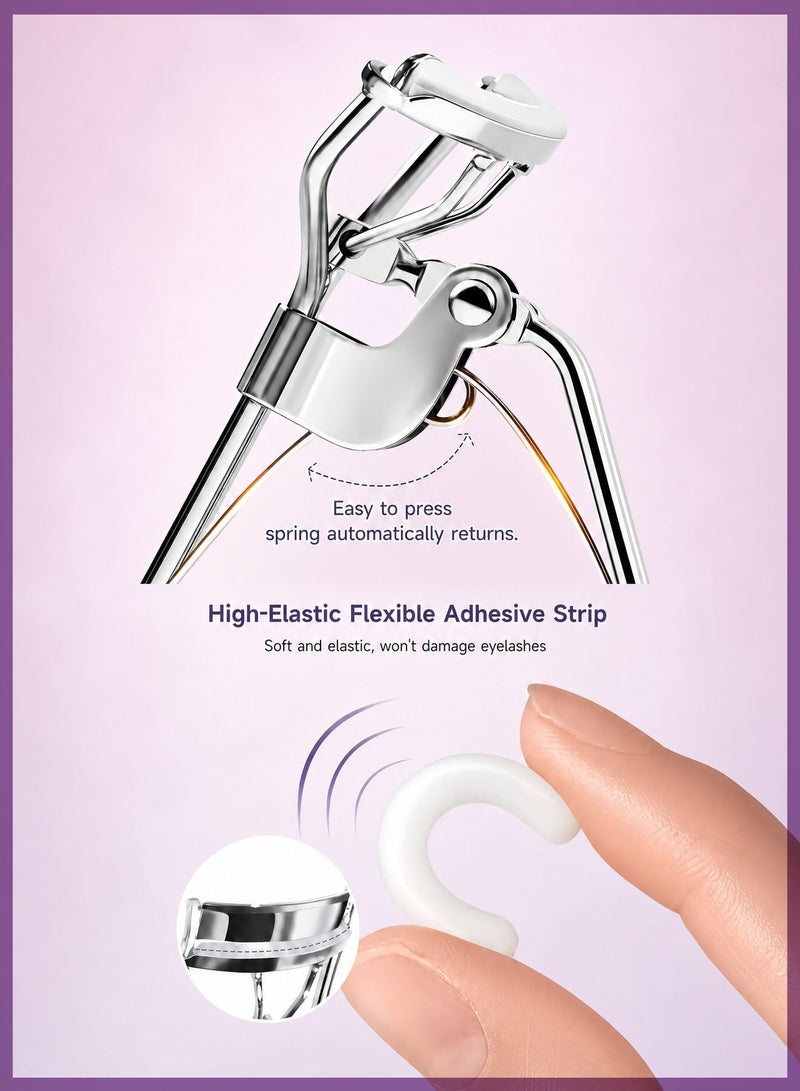JMEILI 4Pcs Eyelash Curlers Set, Lash Curler and Eyelash Comb with 2Replacement Pads,Portable Eye Curler for Women Daily Makeup, Purple - Image 3