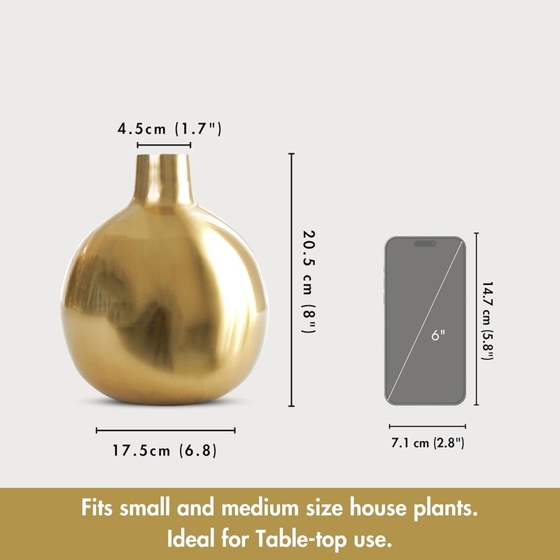 Behoma Metal Flower Vase for Home Dcor Living Room Office Wedding Table Decorative Item for Festivals Birthday Golden Vase 1Pcs Flower not Included - Image 3
