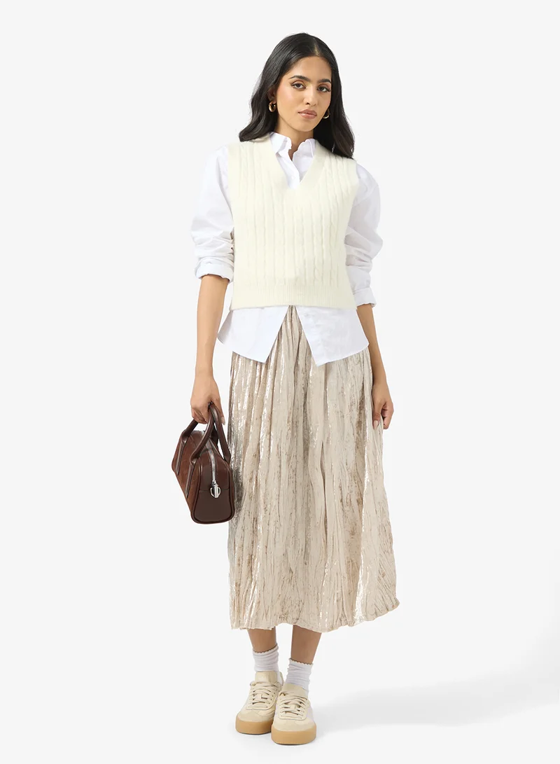 جينجر Metallic Maxi Skirt