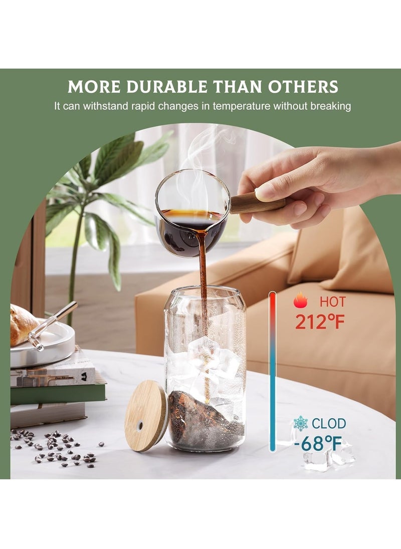 TYCOM Drinking Glasses with Bamboo Lids and Glass Straw, 500ml Can Shaped Glass Cups, Tumbler Cup Ideal For B Tea, Soda, Iced Coffee (8pc, 500m  - Image 4