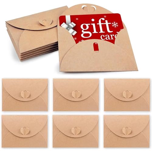 HANSGO 100PCS Gift Cards Envelopes, Mini Gift Card Holders 4x2.8 Inch with Gold Border & Heart Clasp for Wedding, Birthday, Baby Showers, Business, Thanksgiving, Cute Gifts For Boyfriend Girlfriend - Image 1