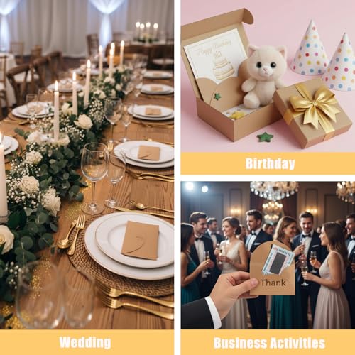 HANSGO 100PCS Gift Cards Envelopes, Mini Gift Card Holders 4x2.8 Inch with Gold Border & Heart Clasp for Wedding, Birthday, Baby Showers, Business, Thanksgiving, Cute Gifts For Boyfriend Girlfriend - Image 5