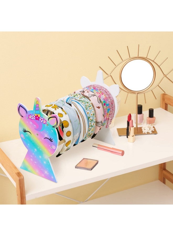 Basumee Girls Headband Holder Organizer Hair Hoop Headband Display Stand Unicorn Hairband Stand Organizer Headband Storage Home Room Decors For Girls, Rainbow - Image 2