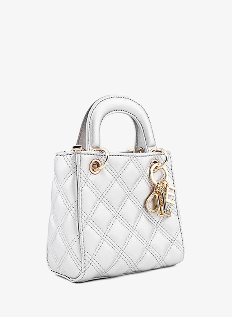 Cuple Silver Tween Girls Quilted Top Handle Bag for Women | Best Price UAE