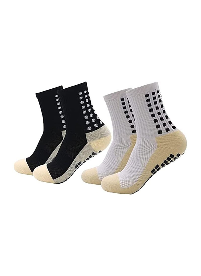 SYOSI - 2 Pcs Non Slip Sport Soccer Socks Breathable Comfortable Athletic Football Basketball Hockey Sports Grip with Rubber Dots for Men and Women - Image 1