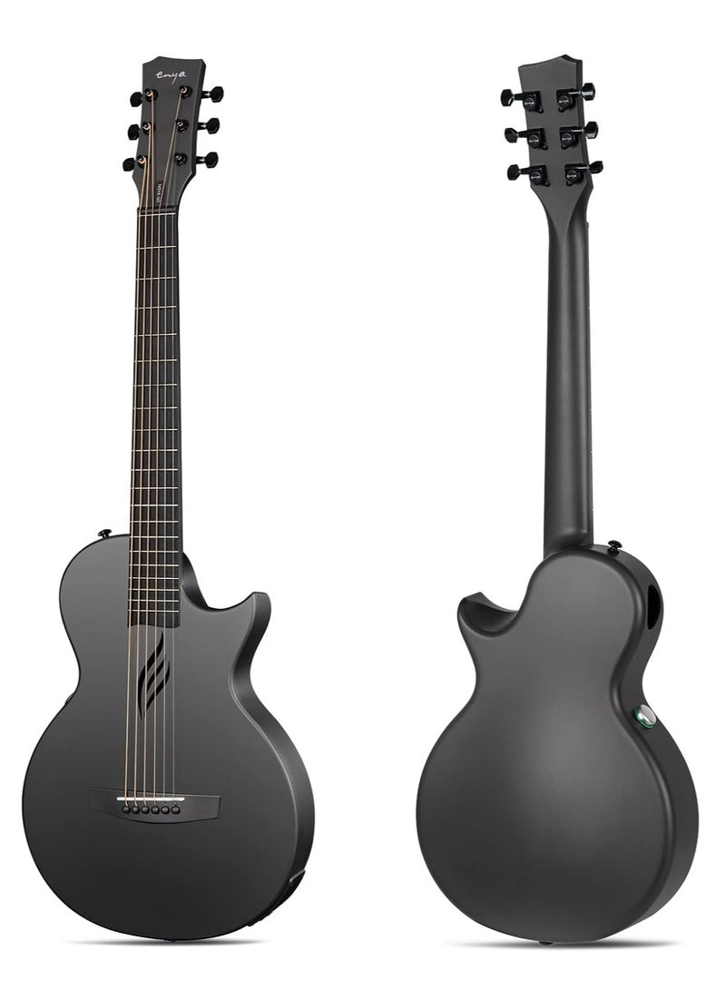 Generic NOVA Go SP1 Carbon Fiber Acoustic Electric Guitar with Smart AcousticPlus 35 Inch Travel Acustica Guitarra Starter Bundle Kit of Gig Bag, Strap, Strings, Charging Cable, Instrument Cable(Black)  - Image 2