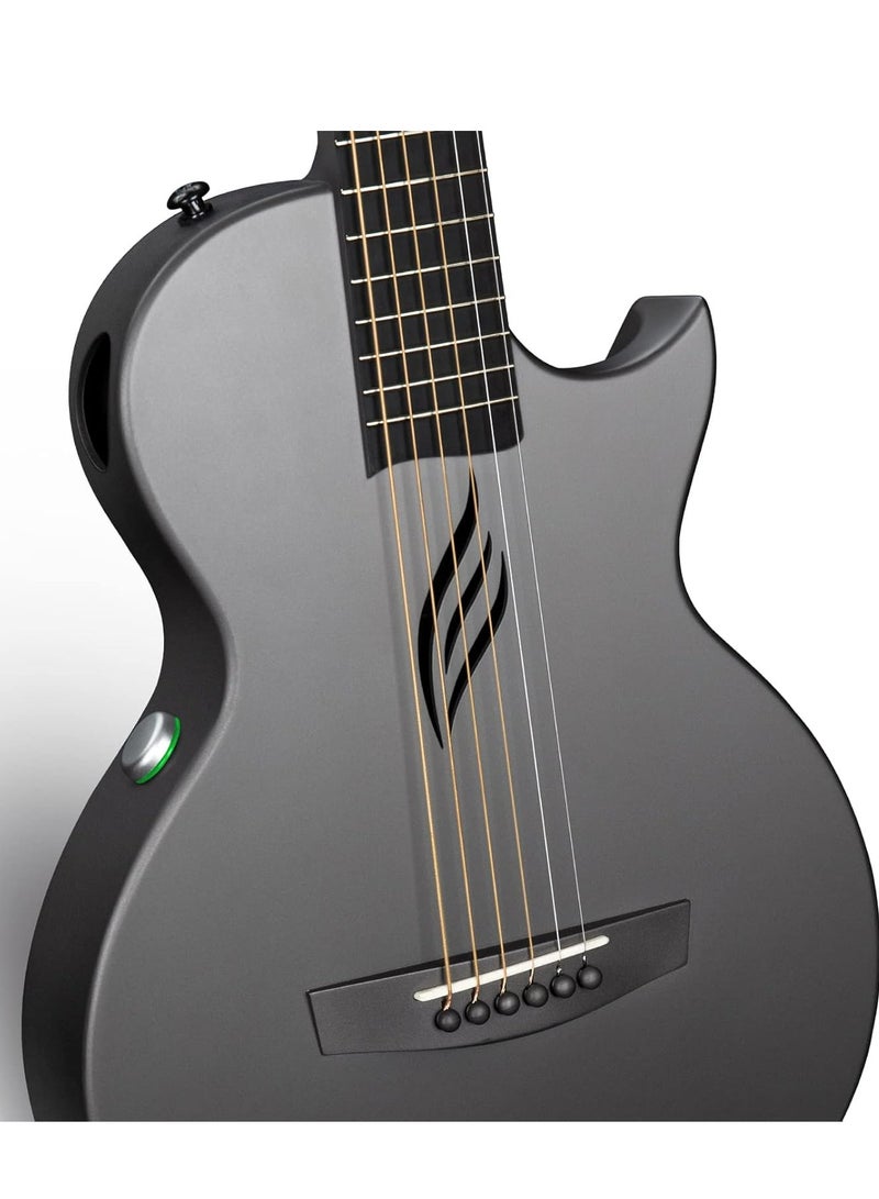 Generic NOVA Go SP1 Carbon Fiber Acoustic Electric Guitar with Smart AcousticPlus 35 Inch Travel Acustica Guitarra Starter Bundle Kit of Gig Bag, Strap, Strings, Charging Cable, Instrument Cable(Black)  - Image 5