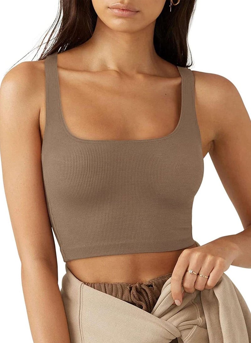 Loquat New Women's Solid Color Simple Sleeveless Short Vest 