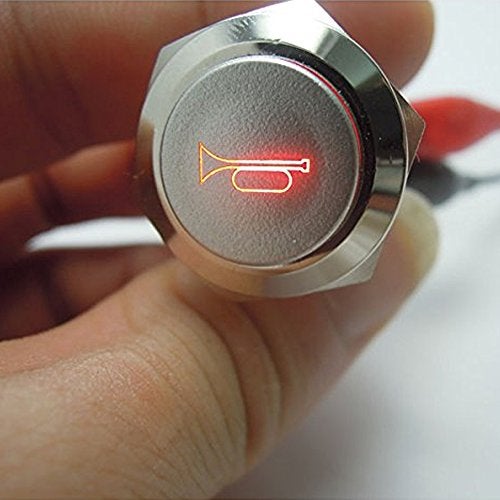 ESUPPORT مفتاح تبديل معدني لحظة مع زر ضغط لمكبر الصوت LED أحمر 12 فولت 19 مم - Image 5
