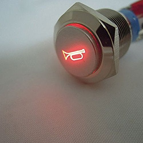 ESUPPORT مفتاح تبديل معدني لحظة مع زر ضغط لمكبر الصوت LED أحمر 12 فولت 19 مم - Image 3