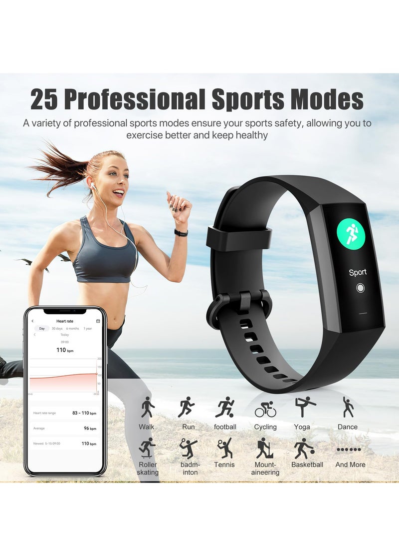 SYOSI Fitness Tracker,1.10''AMOLED Touch Color Screen Activity Tracker with Step Counter/Calories/Stopwatch, Health Tracker with Heart Rate Monitor, Sleep Tracker,Pedometer Watch for Women Men Kids - Image 2