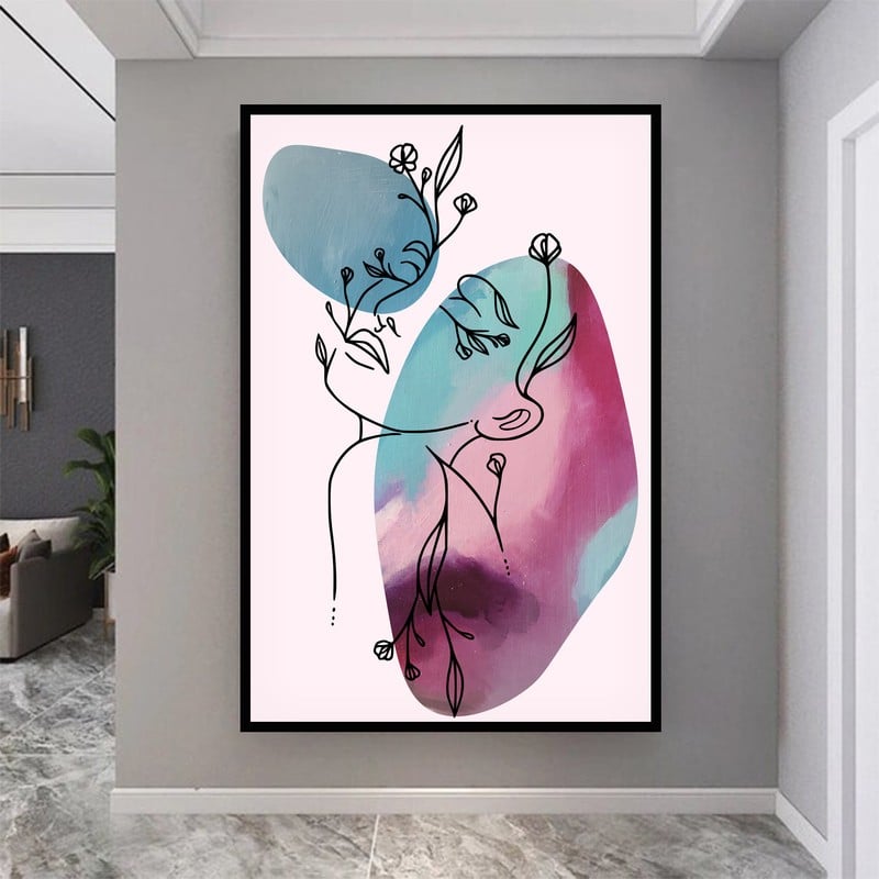 ماركتنا لوحة قماشية بتصميم الفن البوهيمي مع برواز مجوف مقاس (60×90) قطعة واحدة - Image 1