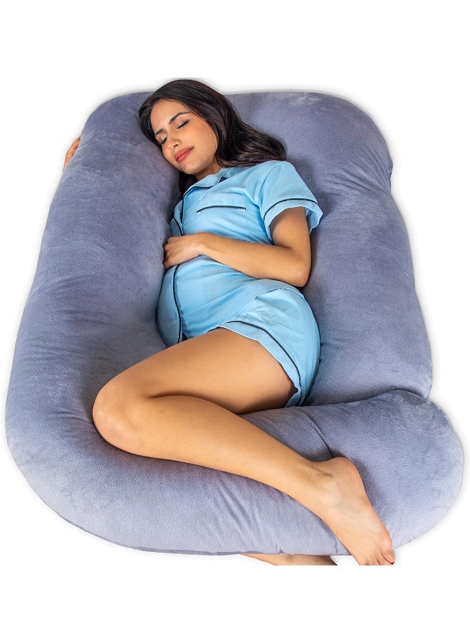 PharMeDoc - Pharmedoc Pregnancy Pillows, U-Shape Full Body Pillow - Removable Cover Jumbo Size - Grey - Image 1