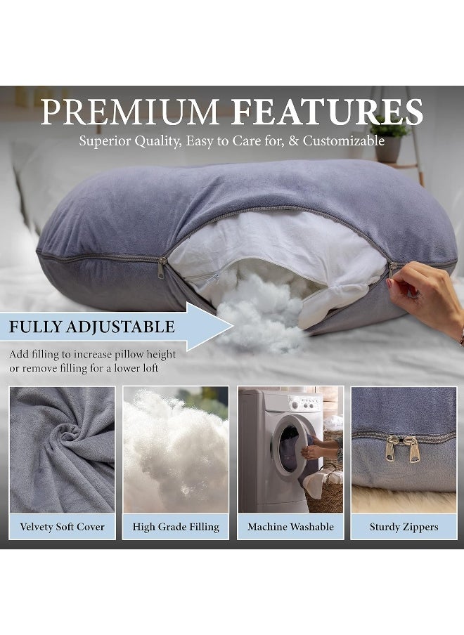 PharMeDoc - Pharmedoc Pregnancy Pillows, U-Shape Full Body Pillow - Removable Cover Jumbo Size - Grey - Image 1