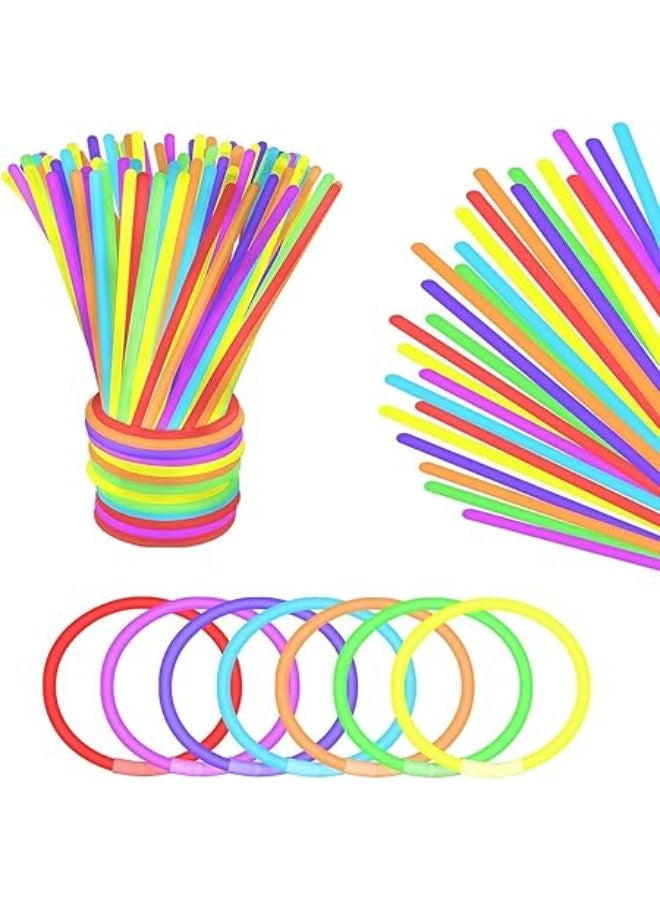 Mumoo Bear 100 Glow Sticks Party Pack 8 Inch With Connectors To Make Neon Bracelets,Necklaces,Eye Glasses And Balls For Party Supplies