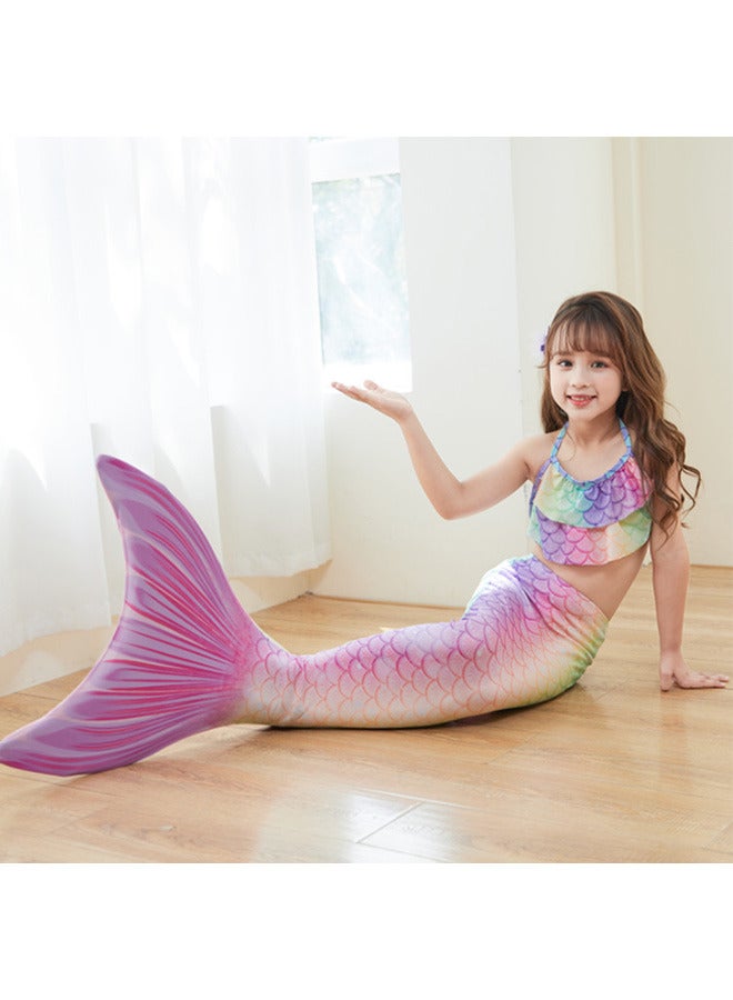 Mermaid Tails Swimsuit for Girls and Kids Princess Cosplay Swimming Costume Bikini Sets for Party (No Monofin)-S - Image 3