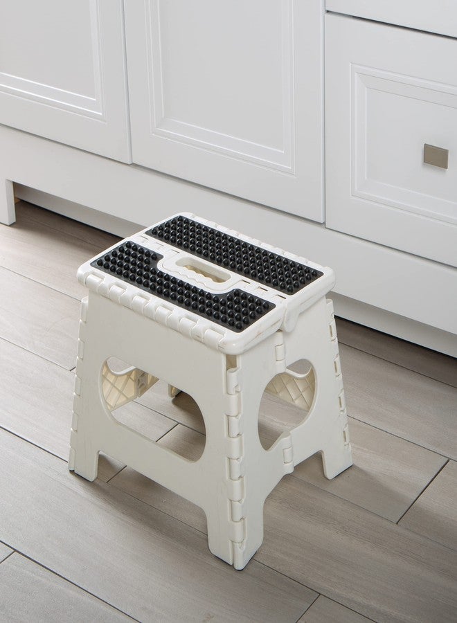 Simplify 9 Inch Ant-Skid Folding Step Stool | Collapsible | 200 Pound Capacity | Durable | Portable | Kitchen | Bathroom | Garage | White - Image 5