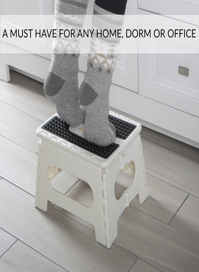 Simplify 9 Inch Ant-Skid Folding Step Stool | Collapsible | 200 Pound Capacity | Durable | Portable | Kitchen | Bathroom | Garage | White - Image 3