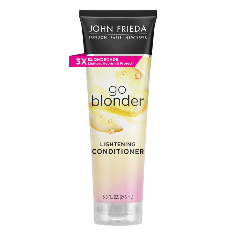 John Frieda Go Blonder Lightening Conditioner, Gradually Lightens Blonde Color, For Natural or Color-Treated Hair, Formulated with Citrus and Chamomile, Paraben Free, 8.3 Oz - Image 1