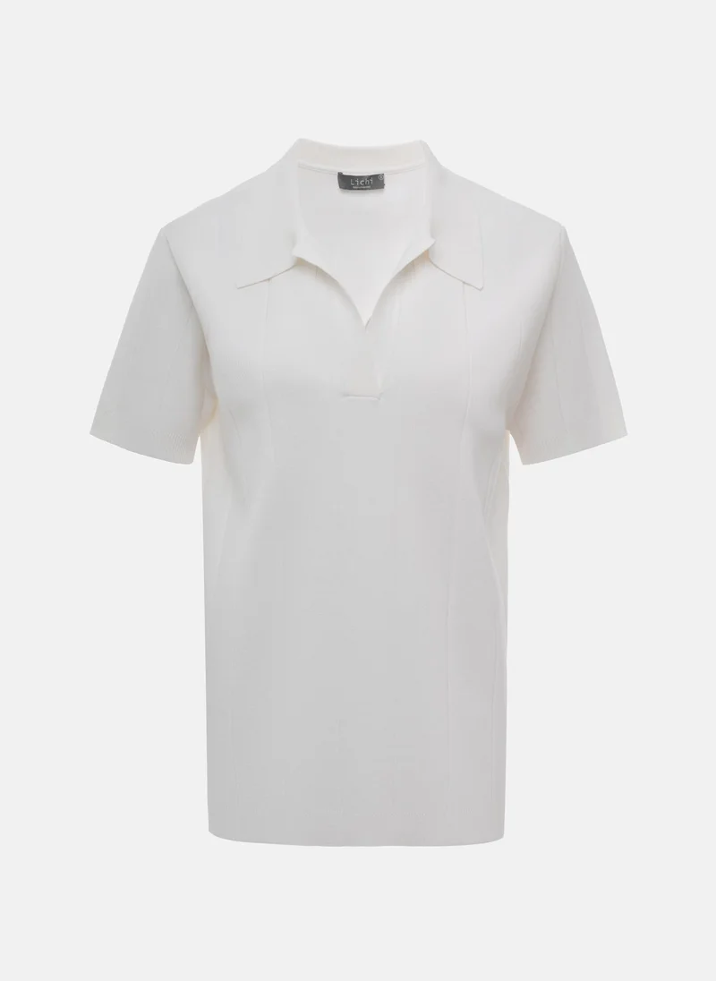 Lichi  Textured knit straight polo for Women | Best Price UAE
