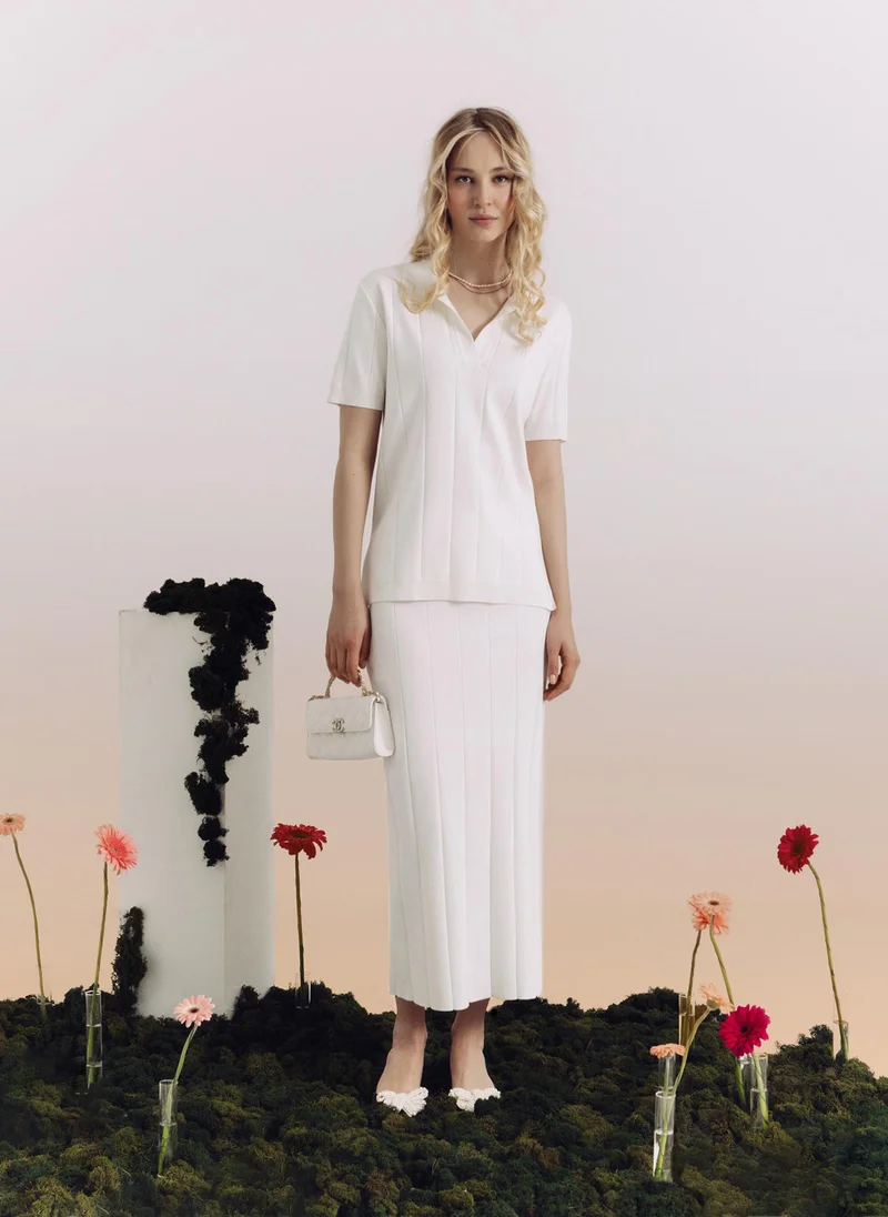Lichi  Textured knit straight polo for Women | Best Price UAE