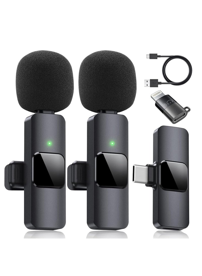 ديبتر مكبر صوت لاسلكي من نوع Lavalier مزود بـ 2 حزمة لأجهزة iPhone و iPad و Android، وميكروفون صغير لاسلكي قابل للتوصيل والتشغيل ومزود بخاصية تقليل الضوضاء لتسجيل الفيديو والمقابلات والبودكاست والمدونات المرئية على YouTube و Tiktok - Image 1