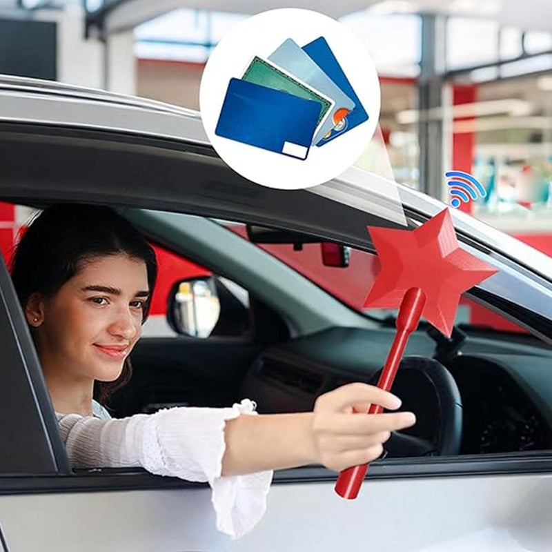 3D Printed Credit Card Wand, Tap to Pay Wand with Built in Card Slot for Contactless Payments, Star Topper and 14 Inch Handle for Easy Checkout, Birthday Gifts (Red) - Image 3