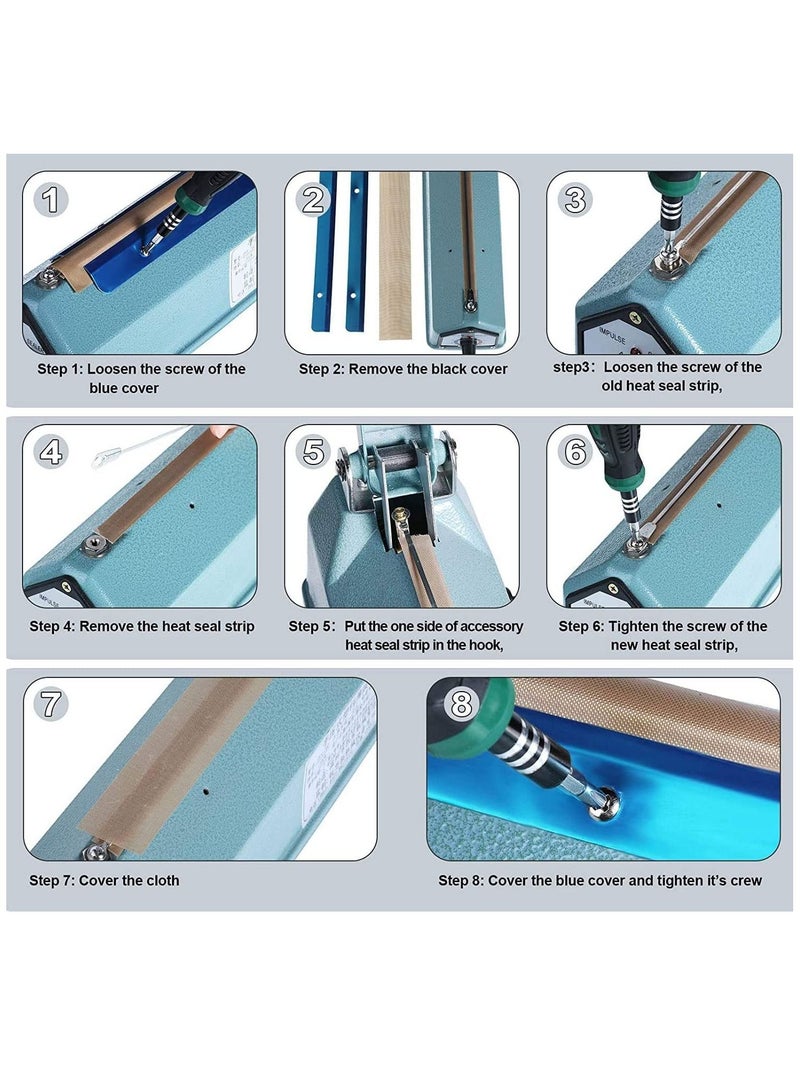 Impulse Sealer Element Spare Repair Parts Kit Heat Seal Strips Replacement Elements Heating Service for SF 200 (10 Pieces) - Image 5