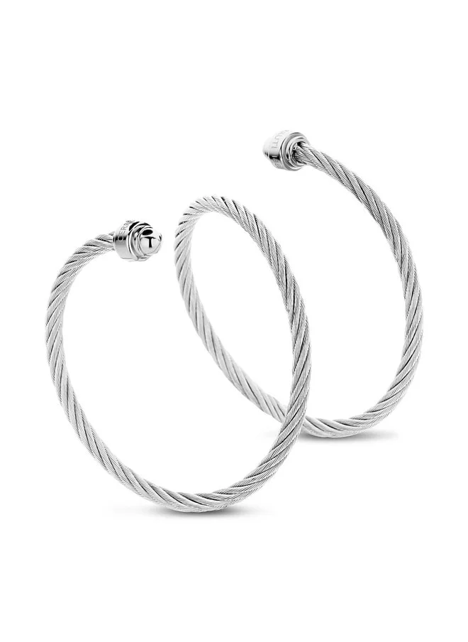 CERRUTI 1881 Iconic Cable Wire Triple Tour Silver Bracelet For Women