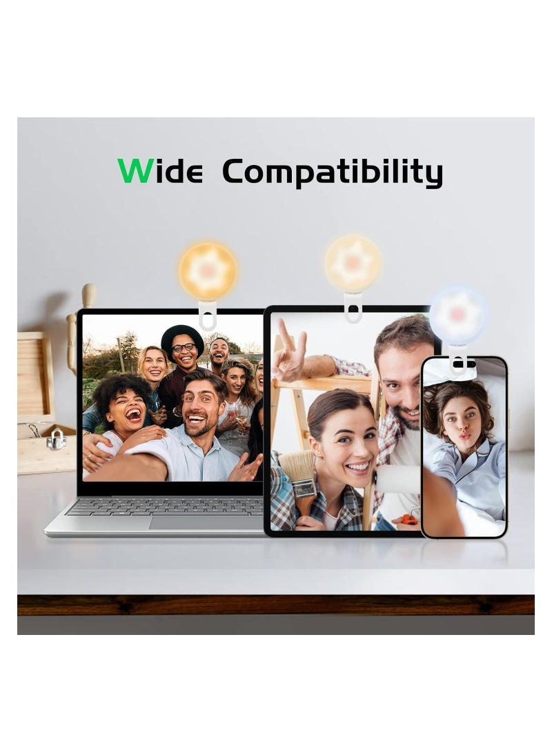 Captaintech Clip on Ring Ligh, Rechargeable Selfie Ring Light, with 3 Light Modes and 7 Colorful Lighting, 360° Adjustable Selfie Fill Light Cell Phone Selfie Lights for Laptop, Tablet, Video, Camer - Image 2