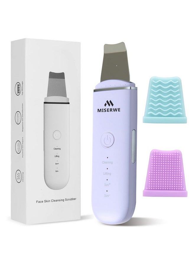 Miserwe - Skin Scrubber Face Skin Spatula Facial Scrubber Spatula For Deep Cleansing Blackhead Remover Pore Cleaner With 4 Modes (Purple) - Image 1