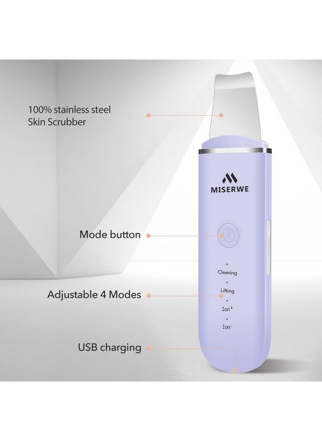 Miserwe - Skin Scrubber Face Skin Spatula Facial Scrubber Spatula For Deep Cleansing Blackhead Remover Pore Cleaner With 4 Modes (Purple) - Image 1