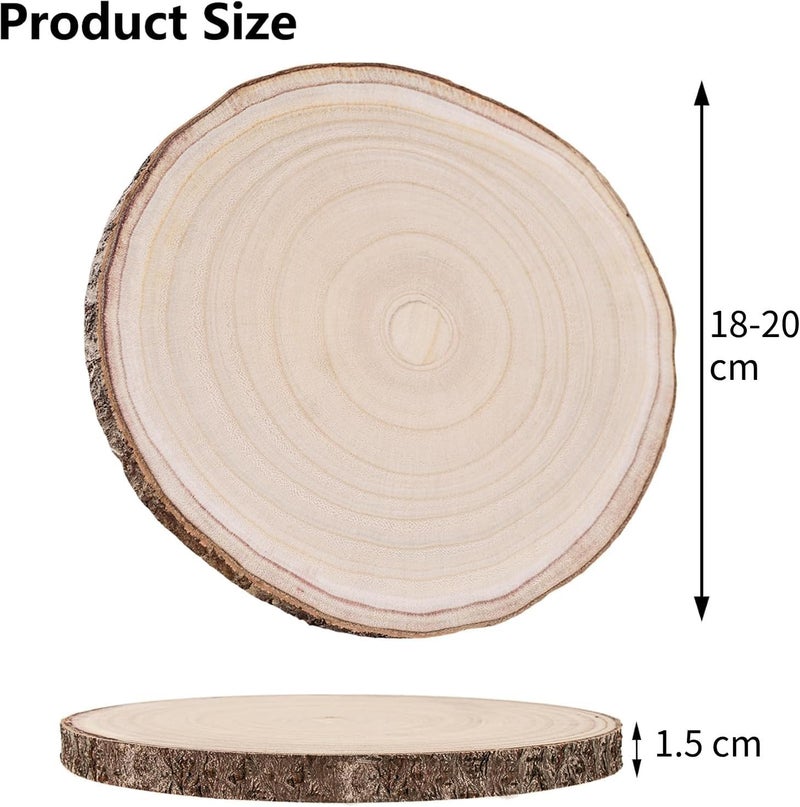 HZYH 4pcs Unfinished Wood Slices for Crafts, Rustic Wood Centerpieces for Tables, DIY Wedding Decor, Natural Paulownia Wood for Painting and Display,  18-20cm - Image 2