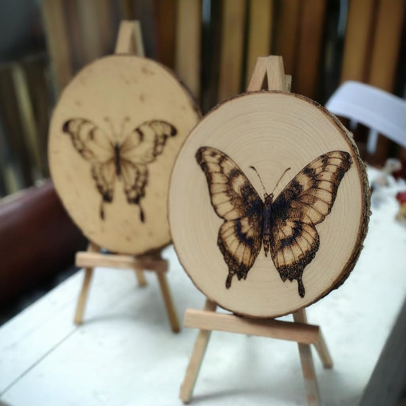 HZYH 4pcs Unfinished Wood Slices for Crafts, Rustic Wood Centerpieces for Tables, DIY Wedding Decor, Natural Paulownia Wood for Painting and Display,  18-20cm - Image 4