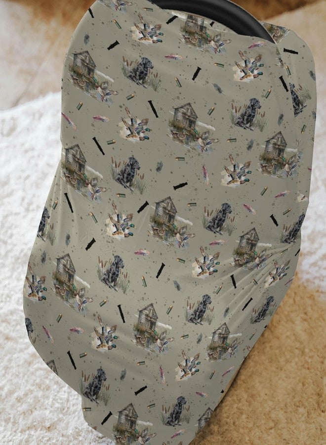 ZoUbqchY Vintage Duck Hunting Hunter Car Seat Cover for Babies Retro Mallard Ducks Dogs Farmhouse Stretchy 5-in-1 Cover Adjustable Infant Carseat Cover Canopy Wild Bird Breathable Nursing Cover-Up - Image 2